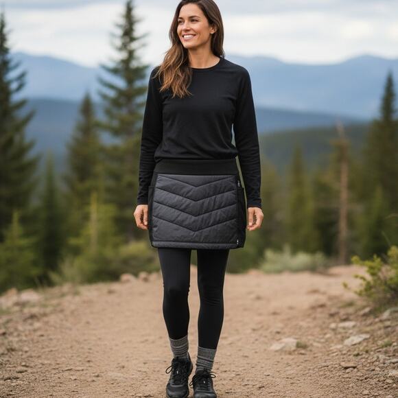 Smartwool Smartloft Skirt Merino Wool Womens Extra Small Black Quilted Pull On - Picture 1 of 12